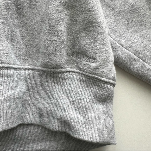Aritzia Cozy Fleece Mega Raglan Cropped Hoodie Heather Chrome - Picture 4 of 7